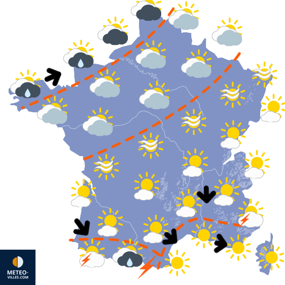 Carte de prévisions du temps du Samedi 5 juillet 2025